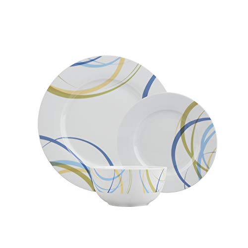 AmazonBasics - Vajilla de 18 piezas, Lazos, 6 servicios