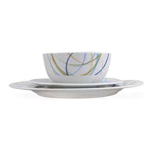 AmazonBasics - Vajilla de 18 piezas, Lazos, 6 servicios