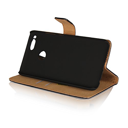 Ambaiyi Flip Funda de Cuero Genuina Piel con Tape Cartera Carcasa para Xiaomi Mi A1 / Mi 5X, Negro