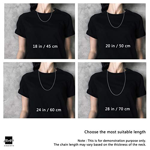 Amberta® Joyería - Collar - Fina Plata De Ley 925 - Cadena de Frenar - 1.1 mm - 36 40 45 50 55 60 cm (50cm)