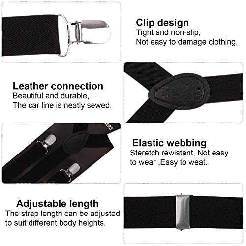 AMITD Gángster Disfraz años 20 Hombre Accesorios, Conjunto de Gran Gatsby Accesorios Incluye Gorro de Panamá, Bigote, Tirantes Hombre elásticas, Pajarita para Hombre y Reloj de Bolsillo Vintage