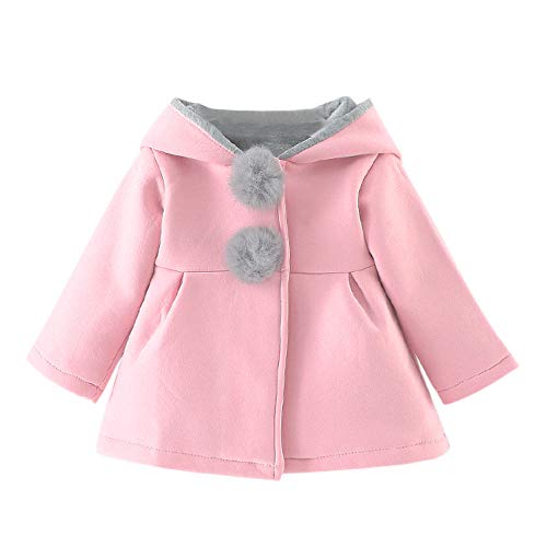 Amlaiworld Abrigos Bebé, Bebés niñas otoño Invierno Abrigo Chaqueta Gruesa Ropa Caliente 0-4 Años (Tamaño:0-9Mes, Rosa)