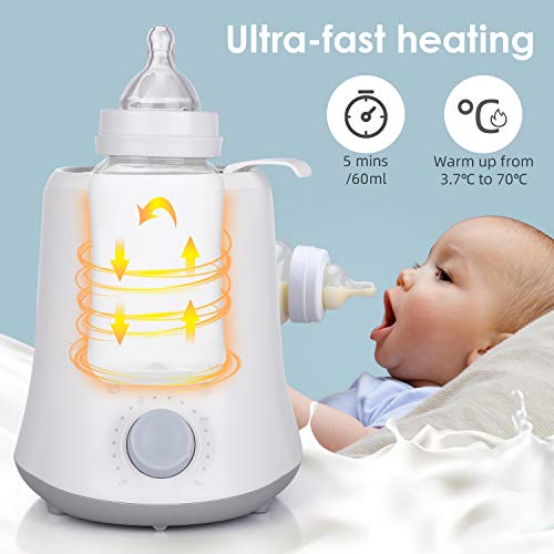 Amzdeal Calienta Biberón Eléctrico - Calentador para Biberones Múltifuncional, Calentamiento Súper Rápido, Mantener Caliente & Apagado Automático, Calienta Leche/Fórmula/Papillas/Potitos/Purés, 320W