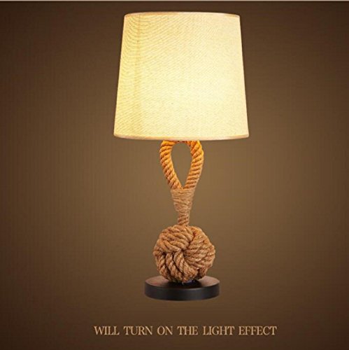 AMZH Creative Retro cáñamo Cuerda lámparas de Mesa Bar Europeo Decorar lámpara de Mesa Dormitorio Sala de Estudio Individualidad mesita de Noche lámparas E27 110V 220V