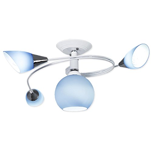 AMZH Sala de los niños Lámpara de Techo de Vidrio 4 Cabeza de Vidrio Azul Lampshade Dormitorio lámpara Creative Individualidad Estudio Decoración Metal lámpara de Techo E27 110V 220V