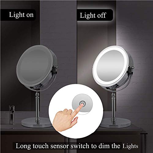 AMZTOLIFE Espejo de Pared con Acabado de níquel de Doble Cara Espejo de cosmética de claridad de Alta definición para Dormitorio de baño