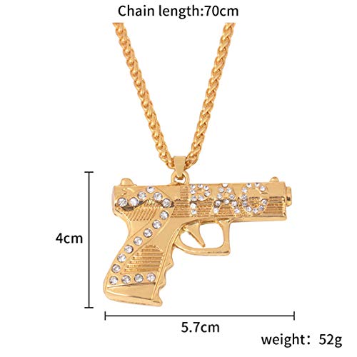 An baby123 3 Sets Collar de Hip Hop Calle 2PA Colgante con Letras Artículo de joyería Collar de Pistola estereoscópica de Diamante Tome una Foto Unisex