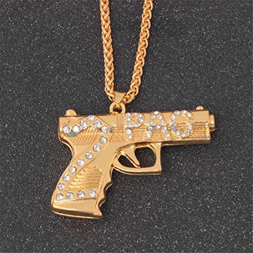 An baby123 3 Sets Collar de Hip Hop Calle 2PA Colgante con Letras Artículo de joyería Collar de Pistola estereoscópica de Diamante Tome una Foto Unisex