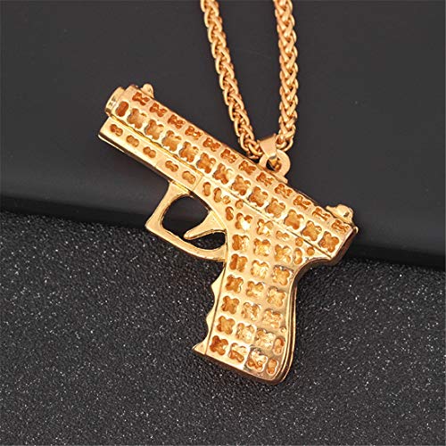 An baby123 3 Sets Collar de Hip Hop Calle 2PA Colgante con Letras Artículo de joyería Collar de Pistola estereoscópica de Diamante Tome una Foto Unisex