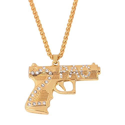 An baby123 3 Sets Collar de Hip Hop Calle 2PA Colgante con Letras Artículo de joyería Collar de Pistola estereoscópica de Diamante Tome una Foto Unisex