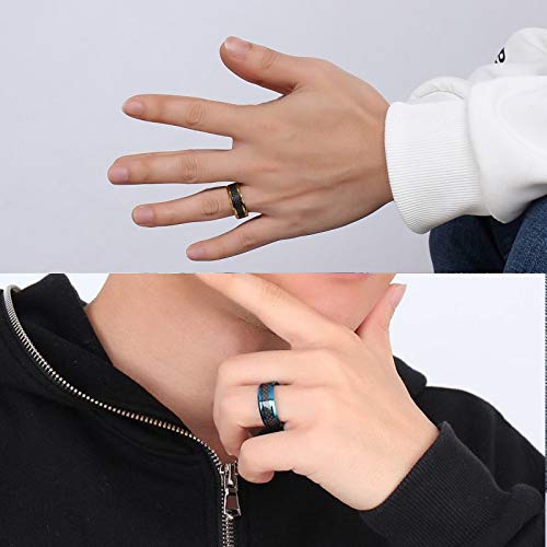 AnazoZ 2PCS Anillo Compromiso Pareja Anillos Tungsteno Parejas Anillo Compromiso Pareja Oro Azul Negro Anillo Fibra de Carbon 8mm Talla Mujer 15 + Hombre 20