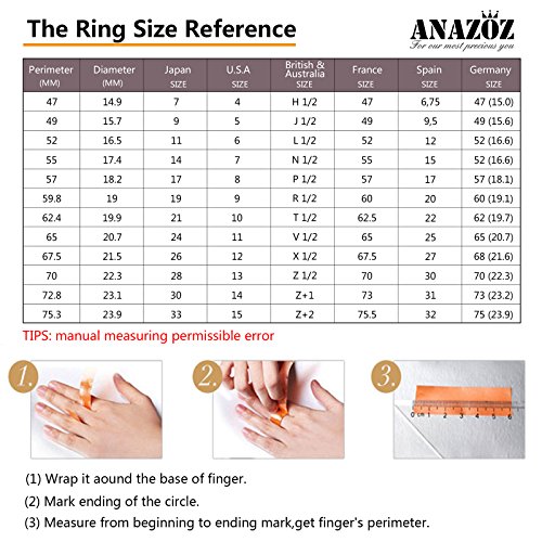 AnazoZ Anillo Acero Inoxidable Oro Anillo Hombre Anillo Cuadrado Circonita Blanco Anillo Plata Barcelona Anillo Talla 20