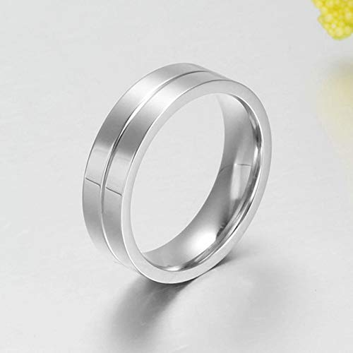 AnazoZ Anillo Titanio Hombre 1PCS Redondo con Circonita Blanco 6MM Plata Talla 25