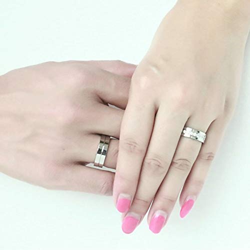 AnazoZ Anillo Titanio Hombre 1PCS Redondo con Circonita Blanco 6MM Plata Talla 25