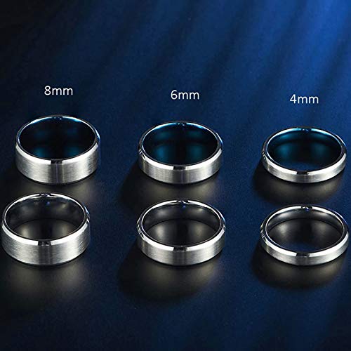 AnazoZ Anillos de Boda Parejas Juego Acero Inoxidable Plata Redondo 6-8MM Talla Mujer 25 & Hombre 12