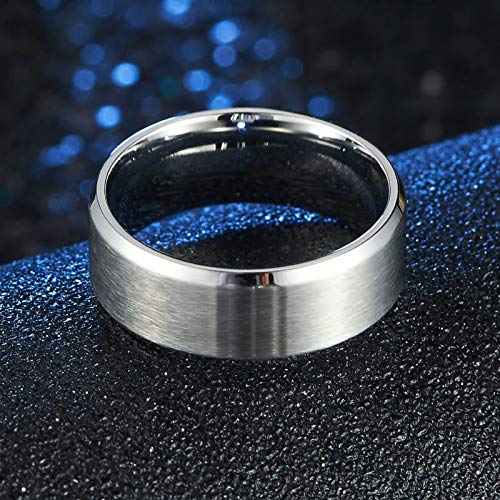 AnazoZ Anillos de Boda Parejas Juego Acero Inoxidable Plata Redondo 6-8MM Talla Mujer 25 & Hombre 12