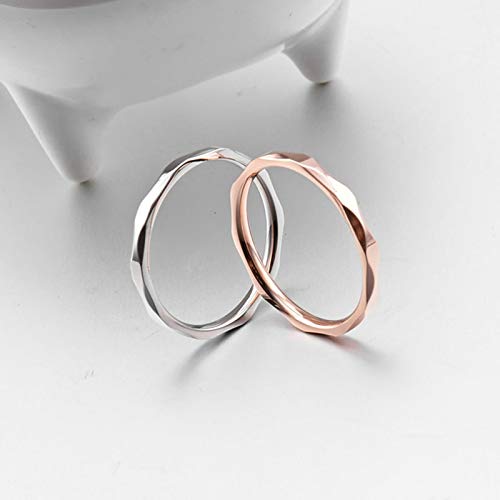 AnazoZ Anillos de Compromiso Parejas Acero Inoxidable Plata Oro Rosa Redondo Fino Rombo Talla Mujer 20 & Hombre 12