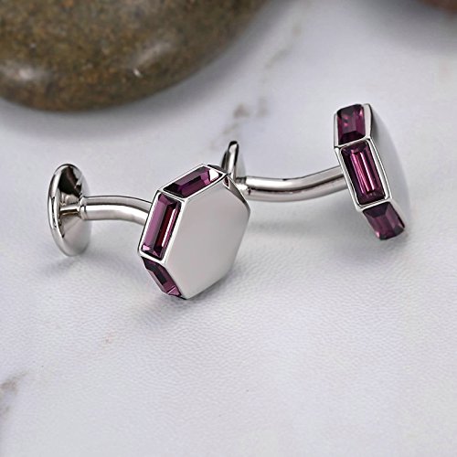 AnazoZ Gemelo Camisa Gemelos Hombre Acero Inoxidable Hexágono Gemelo Camisa Plata Gemelo Camisa Hombre