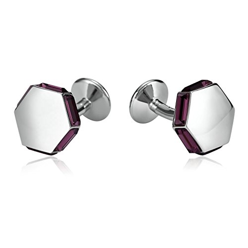 AnazoZ Gemelo Camisa Gemelos Hombre Acero Inoxidable Hexágono Gemelo Camisa Plata Gemelo Camisa Hombre
