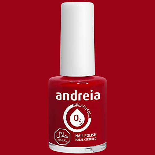 Andreia Halal Esmalte de Uñas Transpirable - Permeable Al Agua - Color B17 Roja - Sombras de Rosa | 10,5 ml