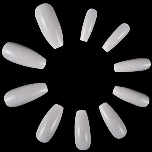 ANEWISH 500 Pcs White Artificial Fingernails False-Fingernails Art Nail Fake Nails Tips for DIY Nail Art and Nail Studios,10 Sizes