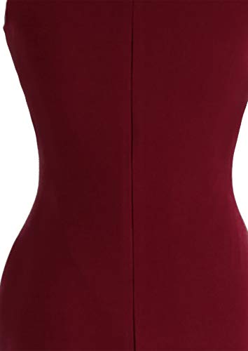 Angel-fashions Mujer Fuera del Hombro Vestidos de Noche Abertura (XXL, Vino Rojo)
