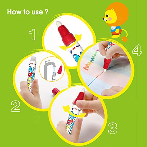 ANIKI TOYS Water Magic Drawing Pintura Doodle Mat Aqua Tablero de Escritura con 6 Colores Magic Pen Drawing Juguetes de Escritura a Mano para niños Girls Boys Toddlers (Large, Princess)