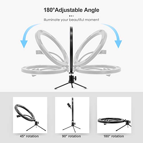 Anillo de luz, Earsun Aro de luz para Movil con Trípode y Control Remoto Bluetooth, 3 Modos de luz Regulables & 8 Niveles de Brillo para TIK Tok, Maquillaje, Transmisión en Vivo, Vlog, Fotografía