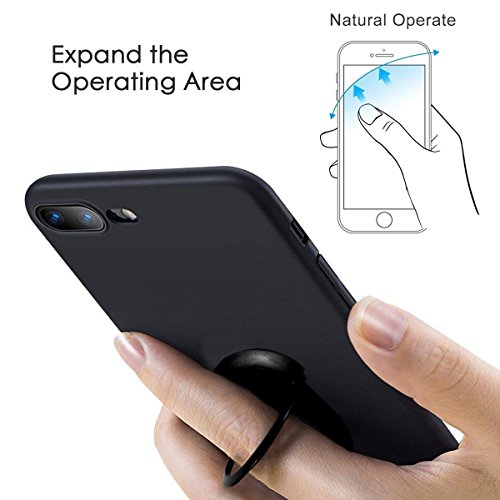 Anillo Soporte Teléfon, Finger Grip Ring 360 Degrees Soporte giratorio de metal para todos los teléfonos móviles, iPhones, tabletas y iPads - Negro
