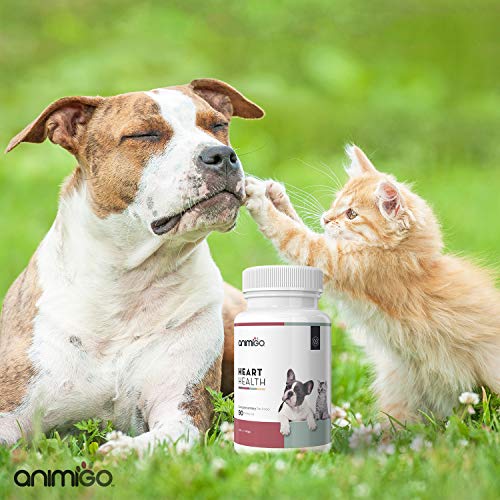 Animigo Corazón Saludable de Gatos y Perros | Suplemento Natural Cardiovascular | Salud del Corazón y Bienestar General de Mascotas | con Vitaminas, Co Q10, L-Carnitina y Taurina | 90 Cápsulas