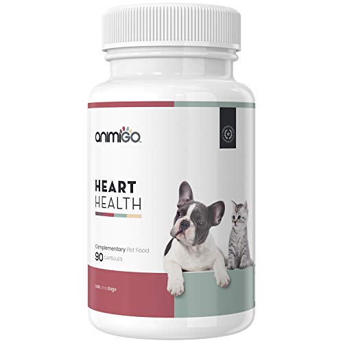 Animigo Corazón Saludable de Gatos y Perros | Suplemento Natural Cardiovascular | Salud del Corazón y Bienestar General de Mascotas | con Vitaminas, Co Q10, L-Carnitina y Taurina | 90 Cápsulas