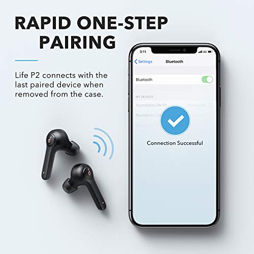Anker Soundcore Life P2 Auriculares Bluetooth inalámbricos con microfono, 40 Horas de reproducción, IPX7 Impermeable, reducción de Ruido para Trabajar o Viajar