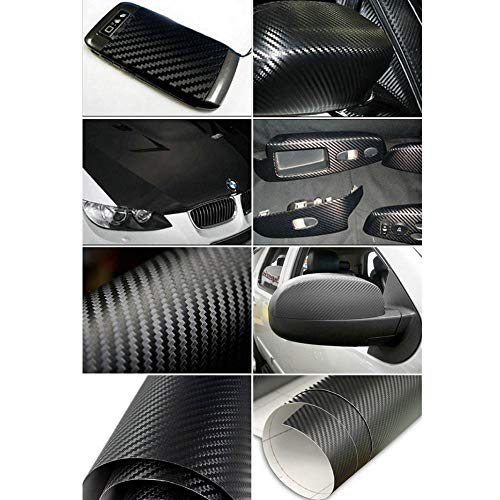Anpro 2 Rollos Vinilo Coche Fibra de Carbono Adhesiva 3D,Cubierta Adhesiva Negro para Coche,Pegatinas para Coche,Envoltura de Moto,Bricolaje,1520mmX300mm