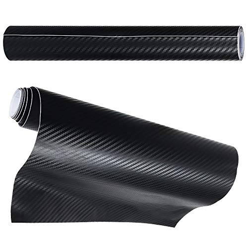 Anpro 2 Rollos Vinilo Coche Fibra de Carbono Adhesiva 3D,Cubierta Adhesiva Negro para Coche,Pegatinas para Coche,Envoltura de Moto,Bricolaje,1520mmX300mm