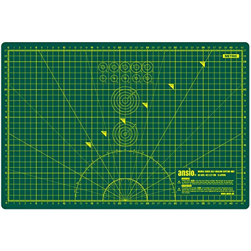 ANSIO Base de corte A3 doble cara auto curación 5 capas para Costura y Manualidades - Imperial/métrica 17 pulgadas x 11 pulgadas / 42 cm x 27 cm - Verde