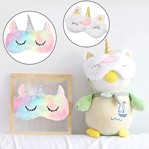 Antifaz Unicornio BESTZY 2 piezas Máscara para Dormir Unicornio Antifaz para Dormir para Niñas Travel Eye Cover