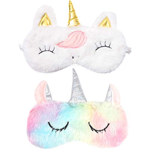 Antifaz Unicornio BESTZY 2 piezas Máscara para Dormir Unicornio Antifaz para Dormir para Niñas Travel Eye Cover