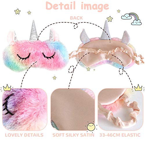 Antifaz Unicornio BESTZY 2 piezas Máscara para Dormir Unicornio Antifaz para Dormir para Niñas Travel Eye Cover