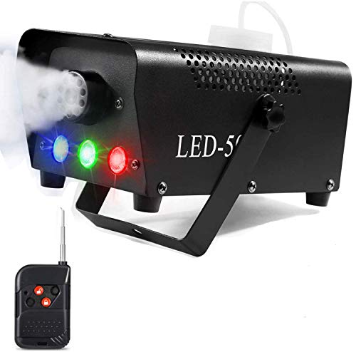 AONCO Máquina de humo 500W RGB LED Luces de efectos de escenario con Control remoto para Matrimonio Cumpleaños Fiesta Partido Teatro Disco DJ