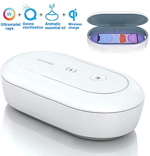 AONCO UV Sanitizer para teléfono, esterilizador de ozono portátil inalámbrico esterilizador de aromaterapia desinfección Caja de luz UV Teléfono, reloj, brocha de maquillaje, limpiador de joyas
