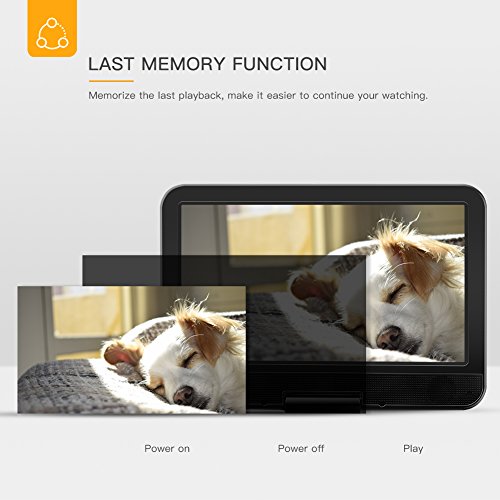 APEMAN Reproductor de DVD portátil de 11.5 "con Pantalla giratoria de 9.5 '' para Reproductor de DVD para automóvil Admite batería Recargable de Tarjeta SD/USB/CD/DVD con Control Remoto