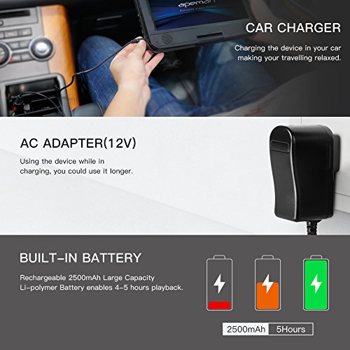 APEMAN Reproductor de DVD portátil de 11.5 "con Pantalla giratoria de 9.5 '' para Reproductor de DVD para automóvil Admite batería Recargable de Tarjeta SD/USB/CD/DVD con Control Remoto