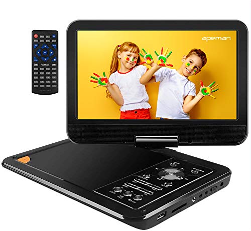 APEMAN Reproductor de DVD portátil de 11.5 "con Pantalla giratoria de 9.5 '' para Reproductor de DVD para automóvil Admite batería Recargable de Tarjeta SD/USB/CD/DVD con Control Remoto