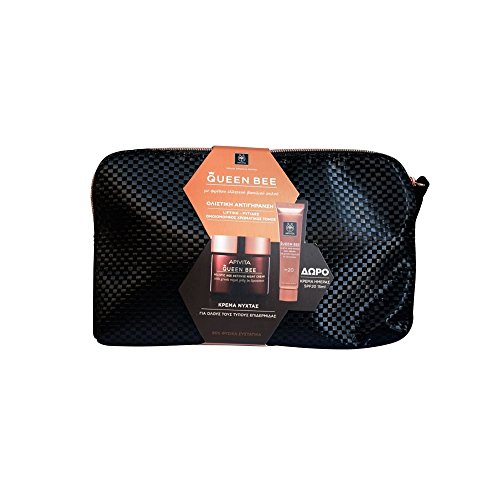 Apivita Queen Bee Holistic Age Defense Night Cream 50ml & FREE Queen Bee Holistic Age Defense Day Cream SPF20 15ml in a Collectible Necessaire