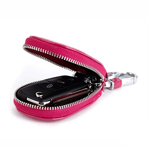 AprinCtempsD Estuche de Llaves Piel Genuino Cartera de Llavero Moto Cuero Anillo Clave Bolso Pequeñas Cremallera para Mujer Hombre Unisexo (Negro) (Negro)