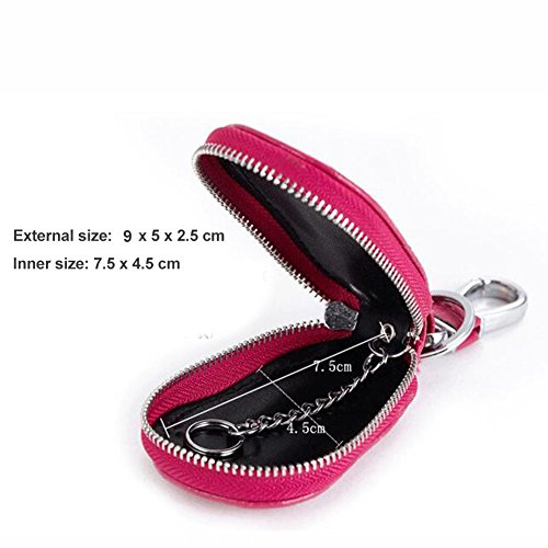 AprinCtempsD Estuche de Llaves Piel Genuino Cartera de Llavero Moto Cuero Anillo Clave Bolso Pequeñas Cremallera para Mujer Hombre Unisexo (Negro) (Negro)