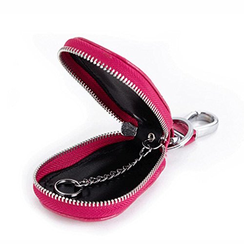 AprinCtempsD Estuche de Llaves Piel Genuino Cartera de Llavero Moto Cuero Anillo Clave Bolso Pequeñas Cremallera para Mujer Hombre Unisexo (Negro) (Negro)