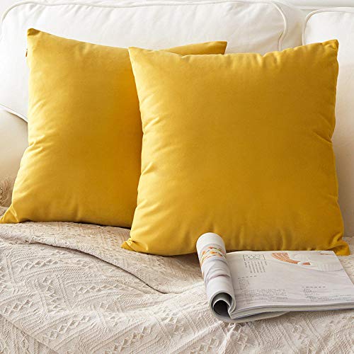 AQGELBZ Nordic Hug Pillowcase Square Velvet Cushion Sofa Living Room Cushion Pillow@Fragrant Yellow_50*50 Pillowcase Without Core