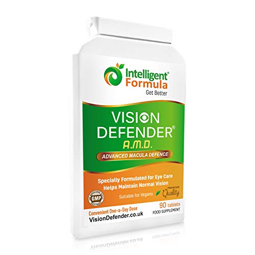 AREDS2 VISION DEFENDER AMD – Fórmula AREDS 2 conveniente para veganos de una vez al día (suministro para 3 meses – 90 tabletas), Suplemento nutricional y de salud para ojos de alta calidad con Luteína, Multivitaminas y Minerales por Intelligent Formula