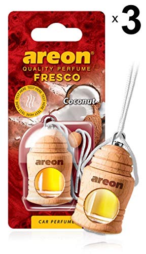 AREON Fresco Ambientador Coche Coco Olor Fruit Tropical Colgante Blanco (Pack de 3)